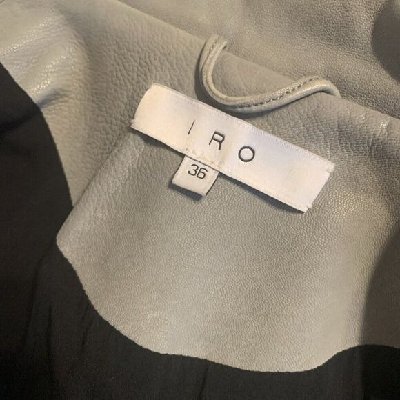 Iro Ashville Pistachio Green Lamb Leather Moto Biker Jacket 4 Small 36 - Picture 5 of 7